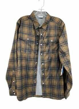 Columbia Men Brown Plaid Casual Shirt | Regular M Long Sleeve